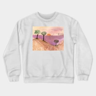 Surreal landscape with trees Crewneck Sweatshirt